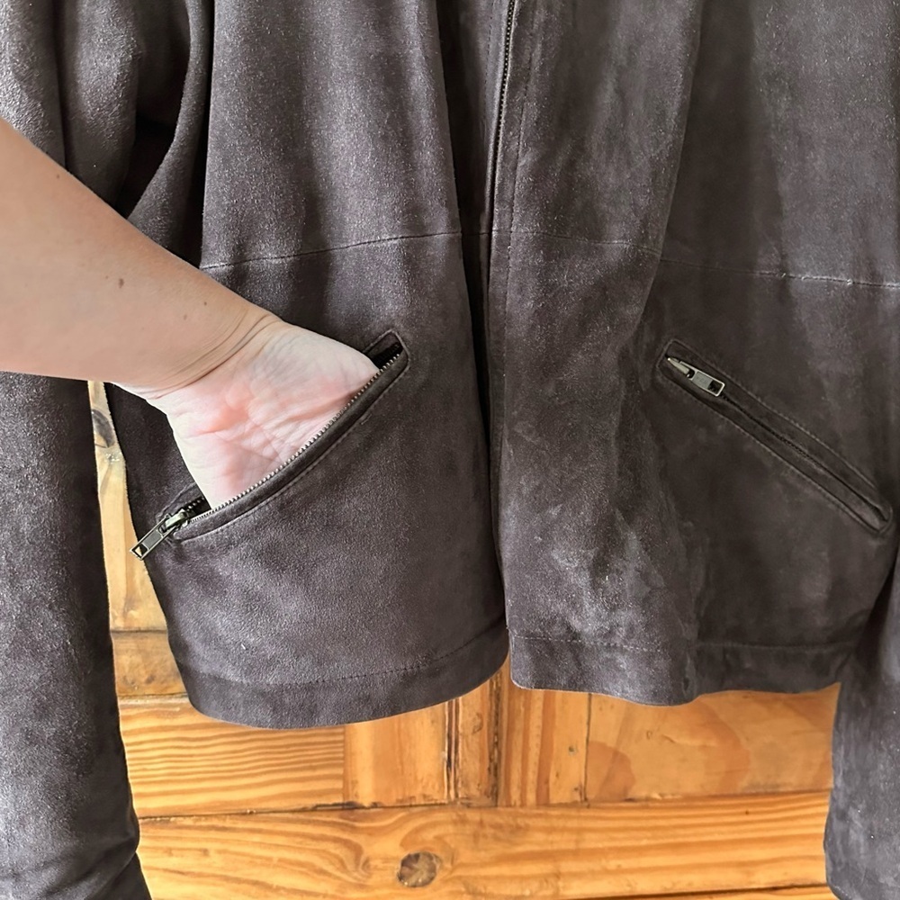 Vintage 90's Men's Club Monaco Suede Jacket Chocolate Brown - Picture 5 of 12